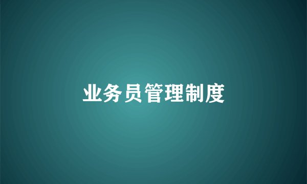 业务员管理制度