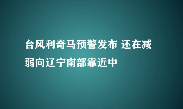 台风利奇马预警发布 还在减弱向辽宁南部靠近中
