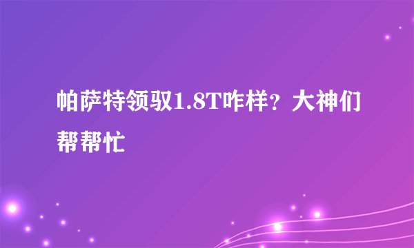 帕萨特领驭1.8T咋样？大神们帮帮忙
