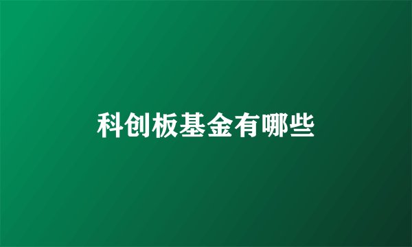 科创板基金有哪些