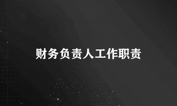 财务负责人工作职责