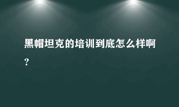 黑帽坦克的培训到底怎么样啊？