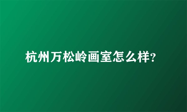 杭州万松岭画室怎么样？