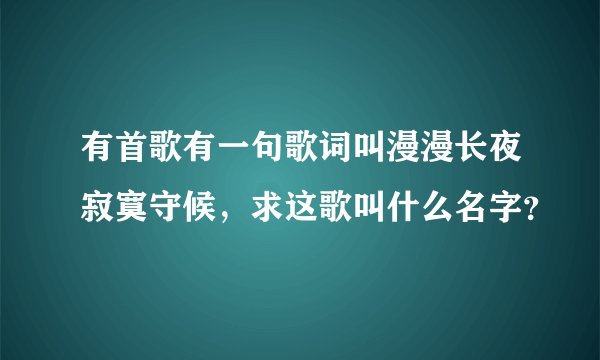 有首歌有一句歌词叫漫漫长夜寂寞守候,求这歌叫什么名字?