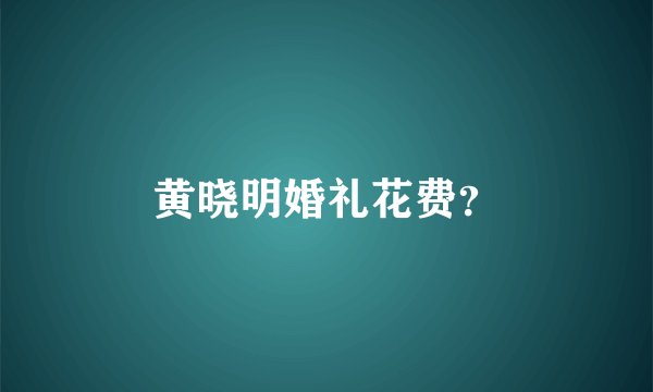 黄晓明婚礼花费？