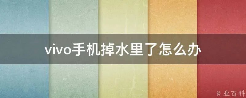 vivo手机掉水里了怎么办