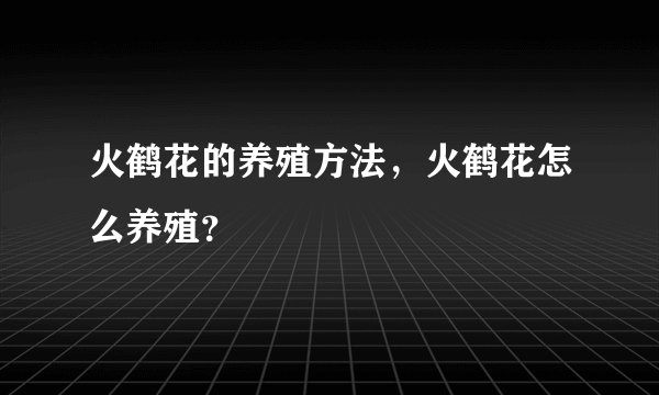 火鹤花的养殖方法，火鹤花怎么养殖？