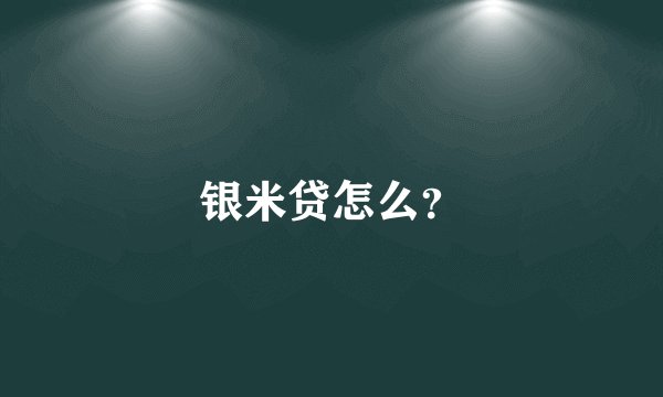 银米贷怎么?