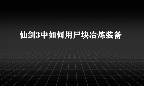 仙剑3中如何用尸块冶炼装备