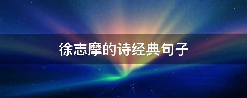 徐志摩的诗经典句子