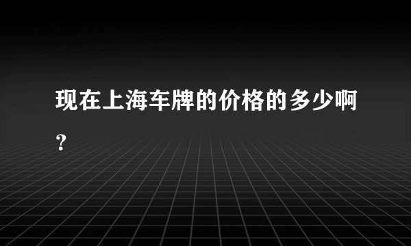 现在上海车牌的价格的多少啊？