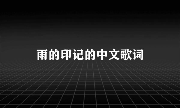 雨的印记的中文歌词