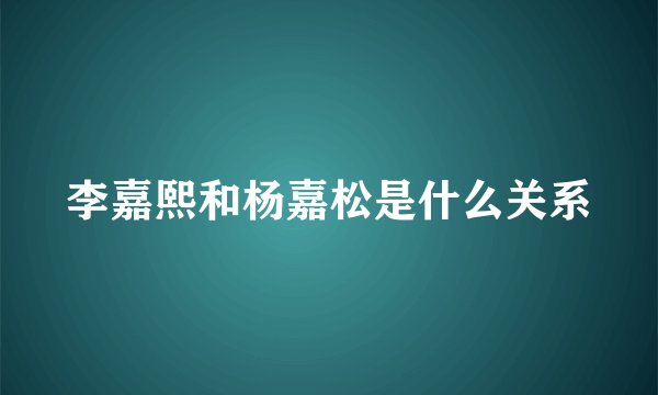 李嘉熙和杨嘉松是什么关系