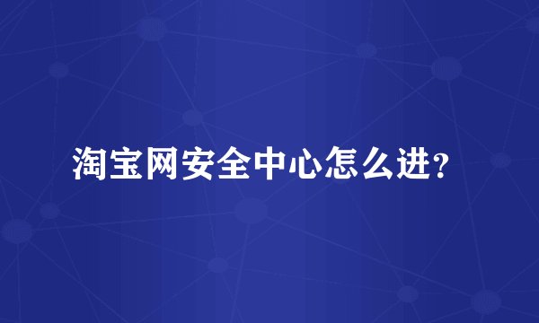 淘宝网安全中心怎么进？