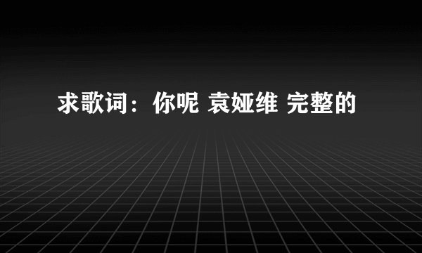 求歌词:你呢 袁娅维 完整的