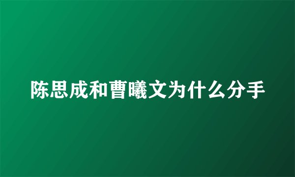 陈思成和曹曦文为什么分手