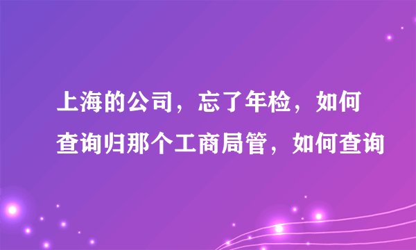 上海的公司，忘了年检，如何查询归那个工商局管，如何查询