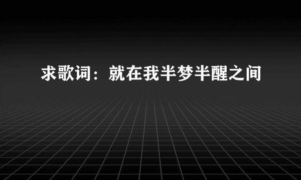 求歌词：就在我半梦半醒之间