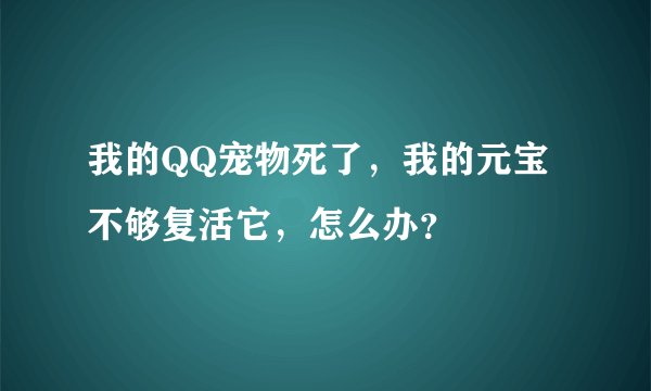 我的QQ宠物死了，我的元宝不够复活它，怎么办？