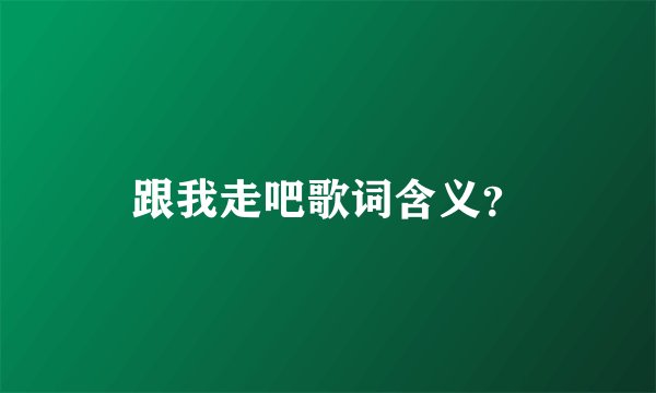跟我走吧歌词含义？
