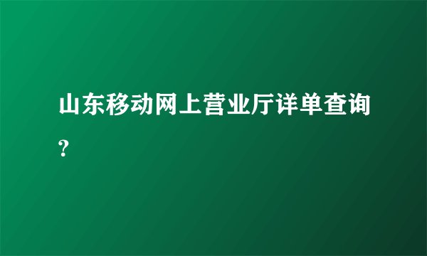 山东移动网上营业厅详单查询？