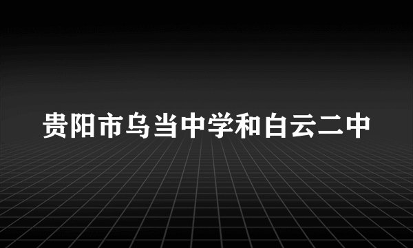 贵阳市乌当中学和白云二中