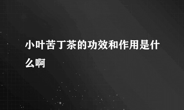 小叶苦丁茶的功效和作用是什么啊
