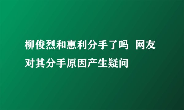 柳俊烈和惠利分手了吗 网友对其分手原因产生疑问