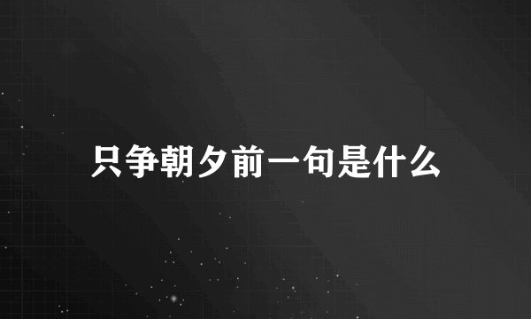 只争朝夕前一句是什么