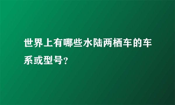 世界上有哪些水陆两栖车的车系或型号？