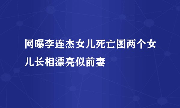 网曝李连杰女儿死亡图两个女儿长相漂亮似前妻