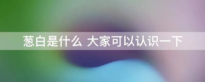 葱白是什么 大家可以认识一下