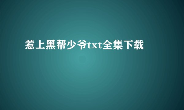 惹上黑帮少爷txt全集下载