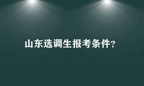 山东选调生报考条件？