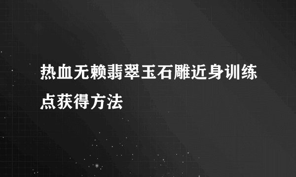 热血无赖翡翠玉石雕近身训练点获得方法