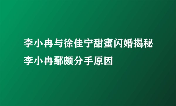 李小冉与徐佳宁甜蜜闪婚揭秘李小冉鄢颇分手原因