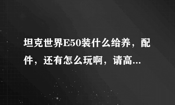 坦克世界E50装什么给养，配件，还有怎么玩啊，请高手指教.