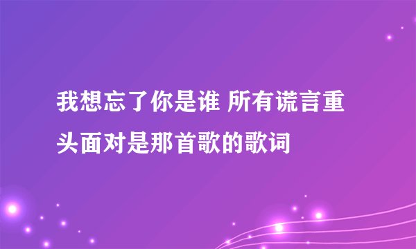 我想忘了你是谁 所有谎言重头面对是那首歌的歌词