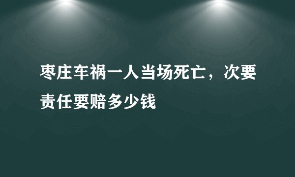 枣庄车祸一人当场死亡，次要责任要赔多少钱