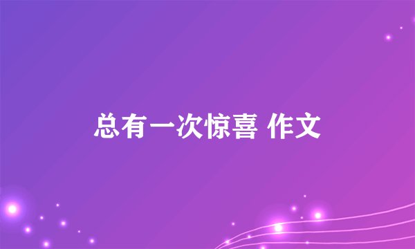 总有一次惊喜 作文