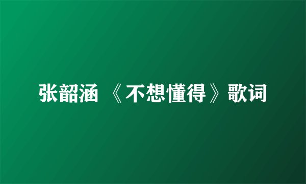 张韶涵 《不想懂得》歌词