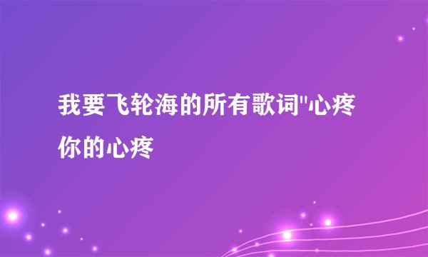 我要飞轮海的所有歌词