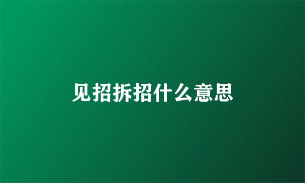 见招拆招什么意思