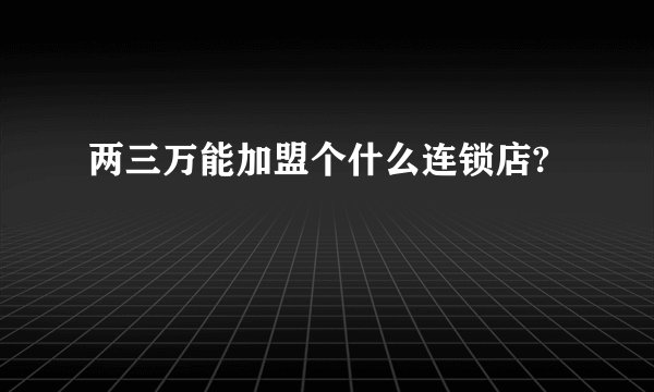两三万能加盟个什么连锁店?