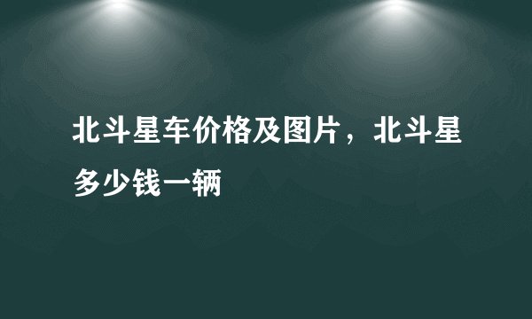 北斗星车价格及图片，北斗星多少钱一辆