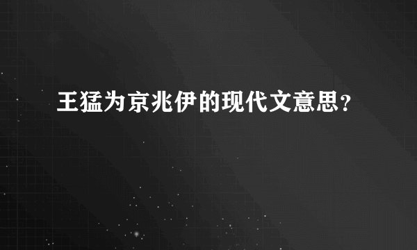 王猛为京兆伊的现代文意思?