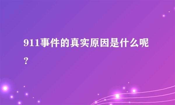 911事件的真实原因是什么呢？