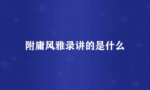 附庸风雅录讲的是什么
