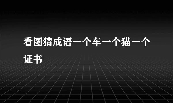 看图猜成语一个车一个猫一个证书