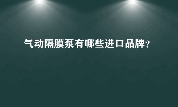 气动隔膜泵有哪些进口品牌？